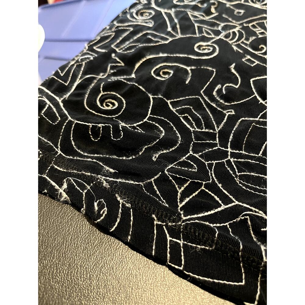 Chico’s Black Embroidered Swirl Midi Skirt Women’s Size M Whimsigoth Boho Flowy - Picture 5 of 5
